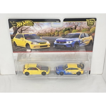 Hot Wheels 1:64 2 pack Premium - Honda Civic Type R (EK9) 1999 + Honda Civic Type R Spoon
